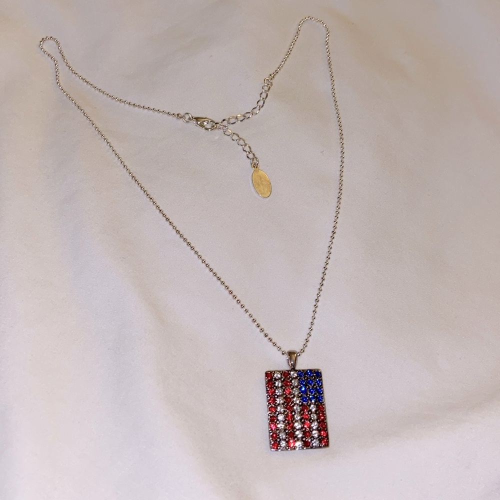 Vintage American Flag necklace sterling silver GUESS USA America 🇺🇸